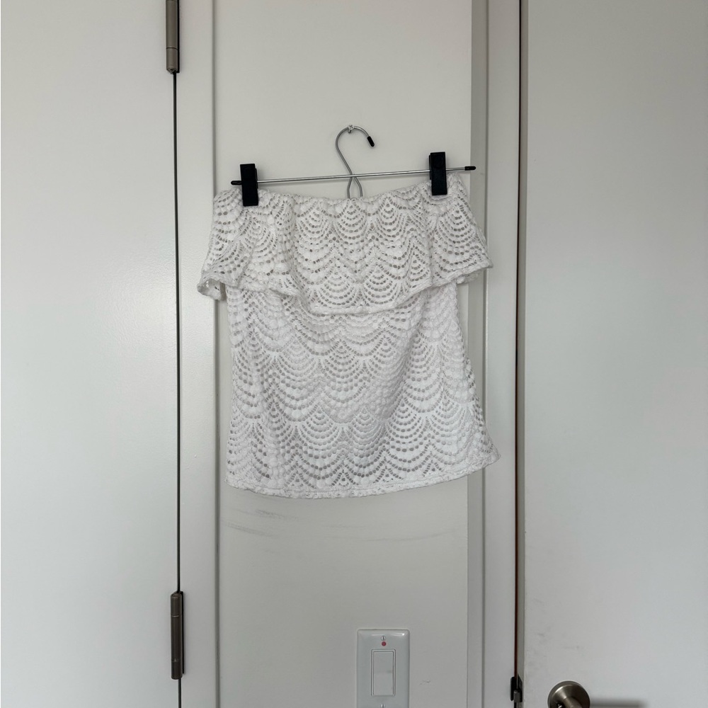 Lilly Pulitzer White Lace Strapless Top Size M - Picture 2 of 4